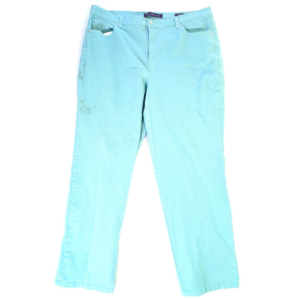 Gloria Vanderbilt Amanda Tapered Jeans Aqua Teal Blue High Rise Plus 20W (Fair)